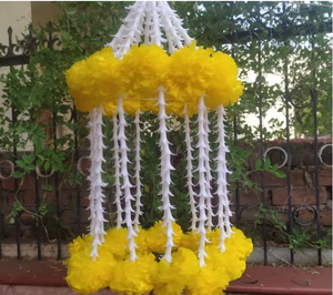Guirnalda de flores de papel colgante con borlas, decoración bohemia para el hogar, para bodas, sala de estar al aire libre, rojo, amarillo, naranja - Product Image 2