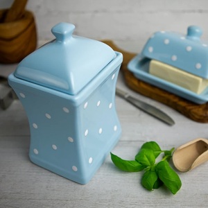 Charming Polka Dot <b>Storage</b> <b>Jar</b> With Easy Lift Lid Smooth Finish Space Efficient Design Freshness Lock <b>Kitchen</b> Organizer - Product Image 2