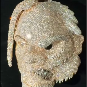 Pendentif Chaîne Personnalisé en Moissanite, Diamants Glacés, Argent 925 Plaqué Or, Style Hip Hop, Breloques et Pendentifs pour Garçons - Product Image 1