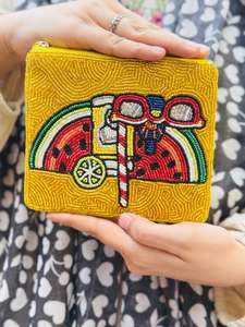 Handcrafted Beaded Embroidery Coin Pouch Small Zipper <b>Wallet</b> Decorative Beadwork Change Purse Fashion Accessories <b>Fabric</b> Crafts - Product Image 2