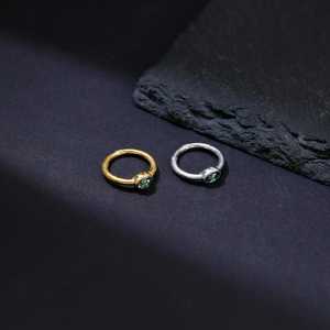 Boucles d'oreilles créoles ovales en agate mousse, solitaires, minimalistes, en argent sterling 925 plaqué or 14 carats, bijoux pour cartilage - Product Image 5