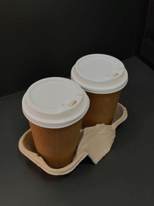 Eco Friendly Bagasse Coffee <b>Cup</b> with Lid for Takeaway Hot Drinks 80mm Lids Disposable Beverage <b>Cup</b> Smooth Closure Type Lids - Product Image 1
