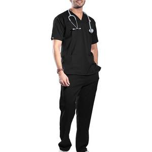 Unisex Custom Color Scrub Set V-Neck Top Straight Pants Medical Uniform Hospital Wear Moisture-Wicking High Quality Cotton - Product Image 2