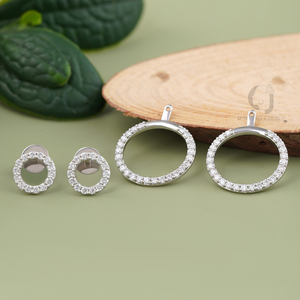 Boucles d'oreilles pendantes géométriques minimalistes en or blanc 14 carats avec diamants de laboratoire ronds de 1,62 carat, double cercle, pavé, cadeau d'anniversaire - Product Image 1