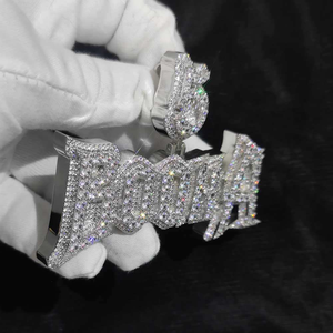 Collar de Lujo Personalizado con Nombre de Moissanita, Letra Iced Out, Micro Pavé, Joyería Hip Hop, Pieza Destacada, Regalo - Product Image 3