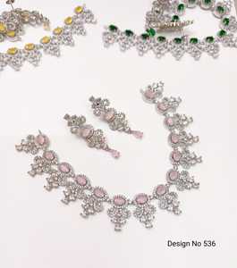 Vintage Wedding Jewelry <b>Set</b> CZ <b>Crystal</b> Necklace with Green Stone Dangle Earrings for Brides-Engagement & Party Occasions - Product Image 1