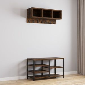 Industrial 7-Hook Coat Rack and <b>Shoe</b> Bench Set Entryway Hallway 5 with Hall Tree for Convenient <b>Storage</b> - Product Image 5