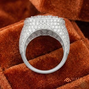 Men's Silver Tone Moissanite <b>Dome</b> Hip Hop Engagement <b>Ring</b> for Anniversary Daily Wear - Product Image 5