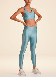 High Back Plaid Sports <b>Bra</b> Gym Shorts Set Golden Color Ribbed Seamless Yoga Gear for Women Lightweight Quick Dry Breathable - Product Image 4