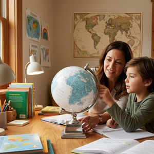 Globe de bureau de direction de luxe |   Carte du monde détaillée avec support en aluminium |   Globe éducatif pour bureau et décoration intérieure - Product Image 3