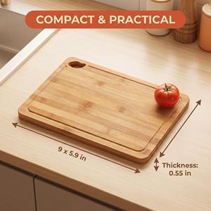 Planche à découper rectangulaire en bambou, 1,5 cm d'épaisseur, antibactérienne, anti-odeur, écologique, passe au lave-vaisselle, facile à nettoyer, durable, pour la cuisine - Product Image 4