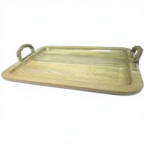 Bandeja Rectangular Moderna Personalizable de Madera de Mango para Servir Café, Comida y Bebidas en Hoteles, Proveedor Mayorista de Bandejas de Madera - Product Image 5