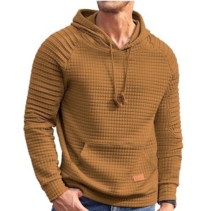 Sweat à capuche thermique en molleton gaufré tricoté en coton épais déchiré, qualité supérieure, coupe oversize, pour l'automne - Product Image 4