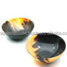 Cuenco de cuerno decorativo con borde de latón disponible en todos los tamaños Artesanía de cuerno indio Cuenco de cuerno decorativo para el hogar y la decoración - Product Image 2