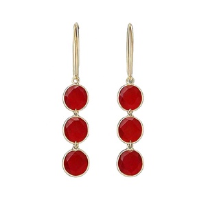 New Arrival 18K Gold Plated 925 Sterling Silver Earrings Red Onyx Drop <b>for</b> Women and <b>Girls</b> - Product Image 1