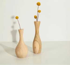 <span class=keywords><strong>Vase</strong></span> à fleurs élégant et fin en bois de pin, lot de 2, fait main en bois naturel, support pour une seule <span class=keywords><strong>tige</strong></span> de fleur, pour décoration de table de mariage moderne - Product Image 1