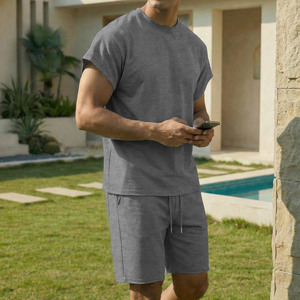 Nouvel ensemble de survêtement décontracté pour homme, idéal pour la course, l'entraînement et la gym, léger, composé d'un t-shirt et d'un short. - Product Image 3