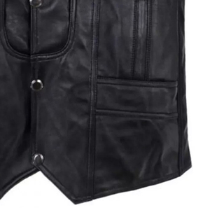 Chaleco de Motociclista de Cuero Genuino para Hombre, Estilo Nuevo, Impermeable, Cortavientos, Transpirable, Reversible, Vintage, Cálido para Invierno, Sin Mangas - Product Image 4