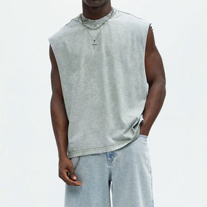 OEM Fashion Clothing Sleeveless Longline Acid Washed Round Neck <b>Cropped</b> Tank <b>Top</b> Streetwear Outdoor Vintage Quick Dry Casual - Product Image 2
