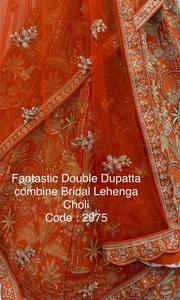 Conjunto de Lehenga Choli Dupatta Tradicional Naranja para Novia, con Bordado Intenso, de Lujo, para Bodas, Diseño Indio-Pakistaní - Product Image 6