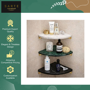 New Arrival Elegant Natural White Marble Eco-Friendly Storage Rack Gold Stainless Steel <b>Corner</b> Mounted Wall-Mounted Modern - Product Image 4