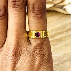 Latest Design <b>Garnet</b> Gold <b>Ring</b> Minimalist Brass <b>Rings</b> For Men 18k Plated Geometric Signet Statement Jewelry Wholesale/OEM/ODM - Product Image 6