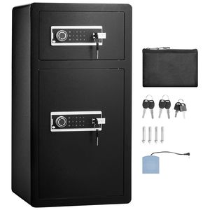 Cassaforte a Doppia Porta da 5,5 Piedi Cubi con Serratura a Chiave e Password, Borsa Ignifuga, Luce LED, 2 Altezze Regolabili, Portachiavi - Categoria Prodotto: Serrature - Product Image 1