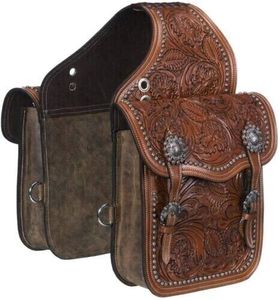 Bolsa de Cuero para Silla de Montar de Caballo, Estilo Western, Marrón, con Herrajes, Bolsa Ecuestre Premium Hecha a Mano con Cuero Genuino para Montar a Caballo - Product Image 2