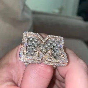 Custom Letter Moissanite <b>Ring</b> <b>Initial</b> Plated Engagement Band Name Diamond Style Wedding Jewelry - Product Image 1