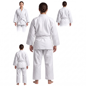 Ensemble d'uniformes d'arts martiaux blancs unisexes pour enfants, judo, karaté, avec ceinture - Product Image 2