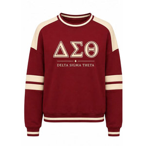 เสื้อสเวตเชิ้ตคอกลม Delta Sigma Theta สีแดงขอบครีม พิมพ์ลายด้านหลัง 13 ตัว  แบบยูนิเซ็กส์ สวมใส่สบายๆ สำหรับฤดูใบไม้ร่วง - Product Image 2