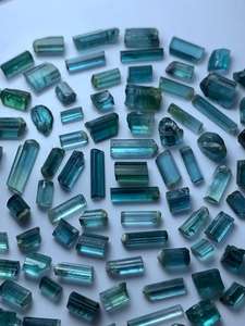 Natural Rough Indicolite Tourmaline From Afghanistan Gemstone Lot For Faceting High Quality Blue Green <b>Crystals</b> - Product Image 4