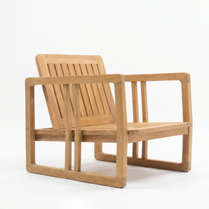 Fauteuil de salon moderne Felicia en teck avec structure minimaliste et dossier à lattes verticales pour utilisation en parc - Product Image 4