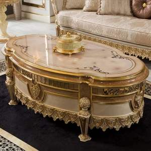 Canapé d'angle classique de luxe beige en forme de L, éco-responsable, durable, en acajou sculpté et éponge, pour salon et appartement - Grande Vente - Product Image 2