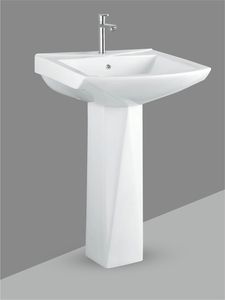 Lavabo de pared Titan Square con pedestal completo, lavabo de cerámica premium para proyectos de hoteles, comerciales y residenciales. - Product Image 3