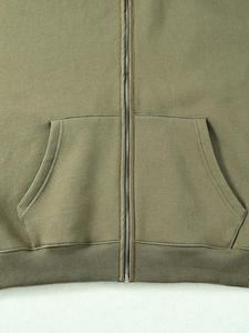 Sudadera con Capucha y Cierre de Cremallera para Hombre, Color Verde Oliva, Corte Regular, Algodón Antiarrugas, Secado Rápido, Transpirable y Ecológica (OEM) - Product Image 3