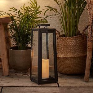 Compact metal candle lantern with modern finish perfect for small <b>spaces</b> home decor and ambient <b>lighting</b> - Product Image 2