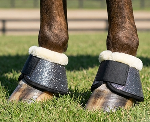 Premium Fashionable Hoof Protector Horse Bell Boot Glitter Fabric Neoprene Padded for Strap Shock Absorber Customizable - Product Image 2
