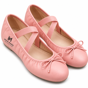 Pink Genuine Leather Ballet <b>Shoes</b> Soft Dance Slip-ons Elastic Strap <b>Bow</b> Flat for Girls - Product Image 2