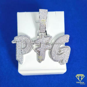 Luxury " PFG " Letter Necklace Iced Out Diamond Pendant Hip Hop Jewelry For Men - Product Image 5