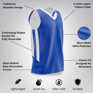 Maillots de basketball sans manches personnalisés, simples, de grande taille, de haute qualité, respirants, anti-bactériens, UPF 50, vente en gros OEM - Product Image 4