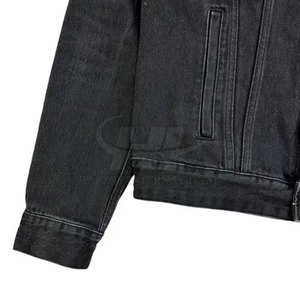 Veste en jean pour homme, coupe slim, fabrication professionnelle, décontractée, pour l'extérieur, hiver, 100% coton, écologique, respirante, logo personnalisé - Product Image 4