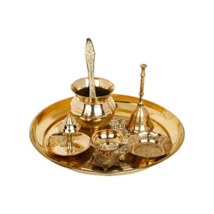 ชุด Pooja Thali ทำจากทองเหลืองสำหรับตกแต่งบ้าน - Product Image 1