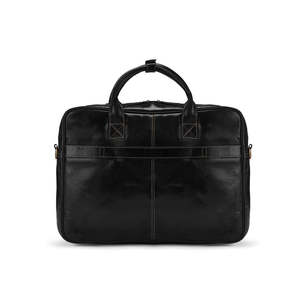 Wholesale Custom Black Genuine Leather Men's Business Laptop Soft Bag Customizable logo Durable zippered closure - Product Image 2