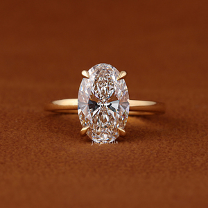 Anillo de Compromiso con Diamante Cultivado en Laboratorio de Corte Ovalado para Mujer, Oro Amarillo de 14K/18K, Halo Oculto, Anillo de Boda Solitario - Product Image 1