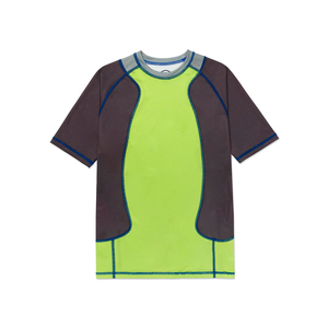 Rashguard de compression unisexe à manches courtes, coloris vert et gris, pour entraînement MMA BJJ, coupe régulière, séchage rapide - Product Image 1