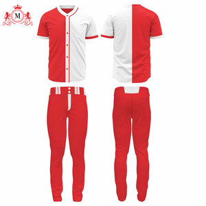 เสื้อเบสบอลสีแดงและสีขาวสำหรับผู้ชายพร้อมกางเกงเข้าชุด ชุดยูนิฟอร์ม วัสดุโพลีเอสเตอร์ระบายอากาศได้ดีสำหรับผู้ใหญ่ - Product Image 5