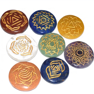 Ensemble de symboles du Chakra Thym avec cristaux gravés – Décoration Feng Shui pour la maison, cadeau d'affaires - Product Image 2