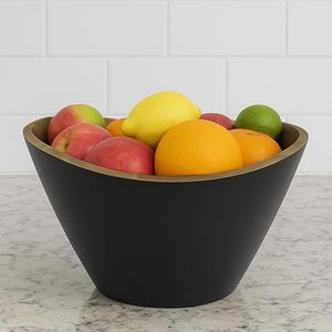 Modern Black Wooden Salad Bowl with Acacia Wood Salad Server Set Handmade Large Serving Bowl for Kitchen Dining Table - Product Image 2