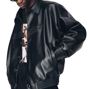 Veste en cuir de moto noire à col montant pour hommes, tissu en toile pour l'hiver, approvisionnement direct du fabricant - Product Image 6